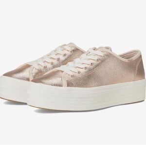 Keds New Leather Triple Up Platform Sneakers Rose Gold Metallic Size 10